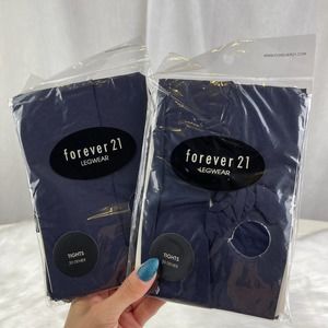 BUNDLE 2 NWT Navy Blue Semi Sheer Tights 20 Denier Forever 21 S / M